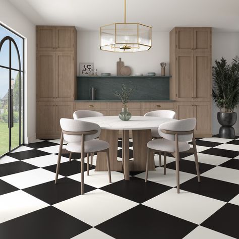 Pure - Frost White Checkered Floor Kitchen, White Stone Tiles, 1920s Decor, Shabby Chic Theme, Checkerboard Floor, Red Tiles, Tile Countertops, Black And White Tiles, White Floors