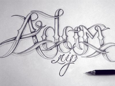 Dribbble - Adam Type Rip by Raul Alejandro Garzon Adam Tattoo Name, Adam Name Design, 3 Typography, Scroll Tattoos, Tattoo Name Fonts, Boyfriend Questions, Sign Painting Lettering, Ink Logo, Chicano Lettering