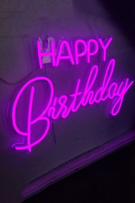 happy birthday neon sign Happy Birthday Esthetics, Its My Birthday Purple, Happy Birthday Asthetic Picture, Happy Birthday Cover Photo, Happy Birthday Purple Background, Its My Birthday Aesthetic, Happy Birthday Lights, Happy Birthday To Me Aesthetic, Birthday Wallpaper Aesthetic