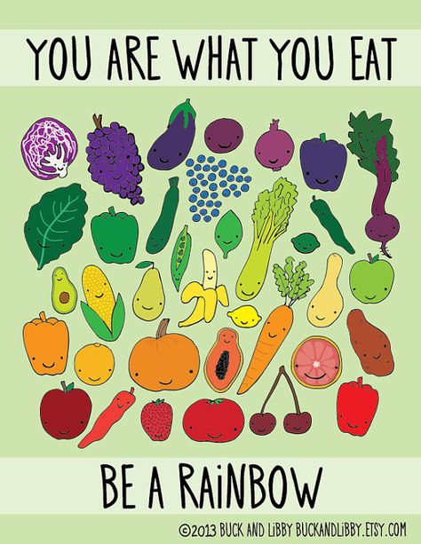 Be A Rainbow Illustration Print by Buck and Libby by BuckAndLibby Abdomen Plat, Vegan Facts, Healthy Quotes, Vegan Quotes, Eat The Rainbow, Arbonne, What You Eat, Vegan Life, Raw Vegan