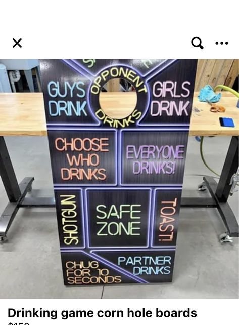 Cornhole Boards Designs Drinking Game, Cornhole Drinking Game, Diy Cornhole Boards Paint, Corn Hole Boards Designs Paint Diy, Drinking Cornhole Boards, Yard Olympics, Painted Cornhole Boards, Painted Corn Hole Boards, Summer Party Games