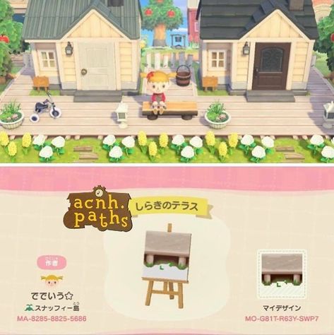 ✨Animal Crossing Patterns ✨ on Instagram: “Build a totally adorable deck on your house! I bet #isabelle would love this design!  #acnh #animalcrossing #animalcrossingnewhorizons…” Animal Crossing Patterns, Motif Acnl, Ac New Leaf, Animal Crossing Guide, Animal Crossing Qr Codes Clothes, Path Design, Qr Codes Animal Crossing, Animal Crossing Villagers, New Animal Crossing