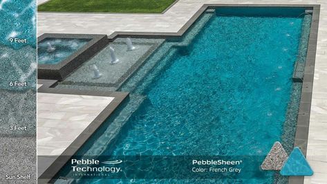 Water Color Selection Tool - Pebble Technology International Pebble Tech Pool, Pebble Tech, Pool Plaster, Oasis Pool, Pebble Color, Stone Pool, Pool Finishes, Pool Colors, Gunite Pool