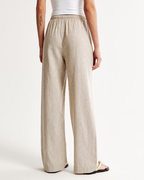 Women's Linen-Blend Pull-On Wide Leg Pant | Women's | Abercrombie.com Abercrombie Linen Pants, American Clothing, Wide Leg Pant, Linen Trousers, Linen Women, Pull On Pants, Linen Pants, American Apparel, Abercrombie Fitch