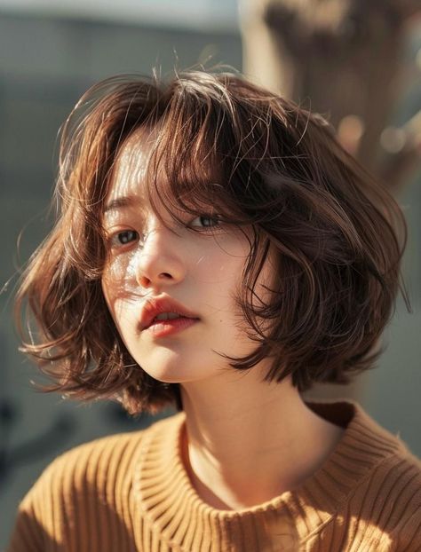 Discover the best Korean bob haircuts for round and square faces. Learn how to style short and medium bobs with bangs, curtain bangs, and layers. Get inspired with tutorials and Pinterest photos. Find the perfect bob for your face shape and hair length. #womenhairstyleasian Different Hairstyles For Women, Face Shape And Haircut, Women Hair Styles Long, Face Model Reference, Short Korean Hairstyles, Women Face Reference, Short Girl Hair, Korean Bob Haircut, Cute Short Haircuts For Women