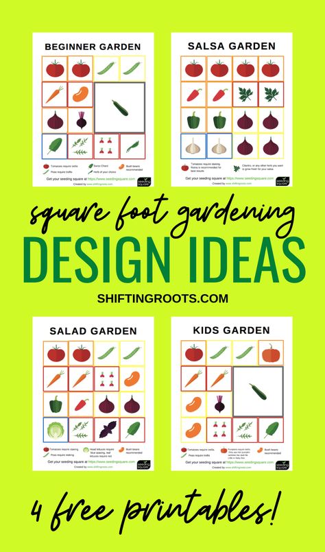 Square foot gardening is so low maintenance and these vegetable garden design plans make gardening even easier.  Beginners can use them exactly as shown, and more advanced gardeners can use them to create their own ideas.  Perfect for 4x4 raised beds and other small gardens. Gardening Templates, 4x4 Raised Garden Bed, Small Space Garden, Square Foot Gardening Layout, Container Gardening Ideas, Garden Bed Layout, Vegetable Beds Raised, Space Garden, New Things To Try