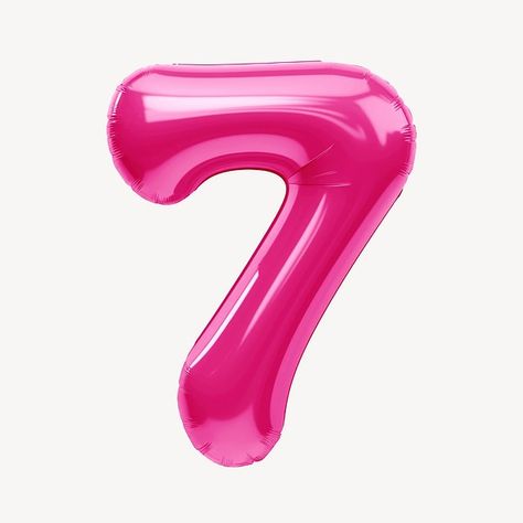 Number seven red 3D balloon | Free Photo Illustration - rawpixel Magic Font, Balloon Alphabet, 3d Balloon, Alphabet 3d, Number Seven, Balloon Illustration, Pink 3d, Number 7, Pink Balloons