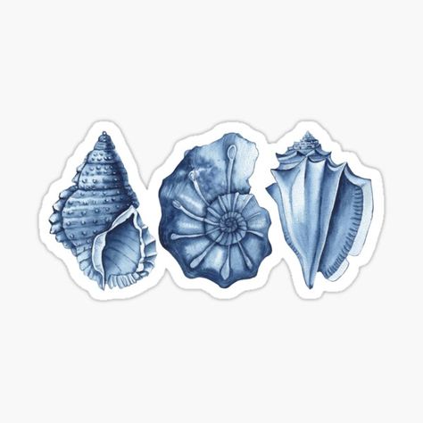 Navy blue seashells painting. • Millions of unique designs by independent artists. Find your thing. Seashells Painting, Watercolor Seashells, Seashells Art, Blue Seashells, Blue Scrapbook, Sticker Design Inspiration, Seashell Painting, Stickers Aesthetic, Age 50