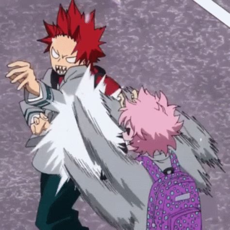 Mina Ashido X Kirishima, Mina Ashido Gif, Kiri X Mina, Mina And Kirishima, My Hero Academia Mina Ashido, Moving Schools, My Hero Academia Mina, Mina Mha, Kirishima X Mina