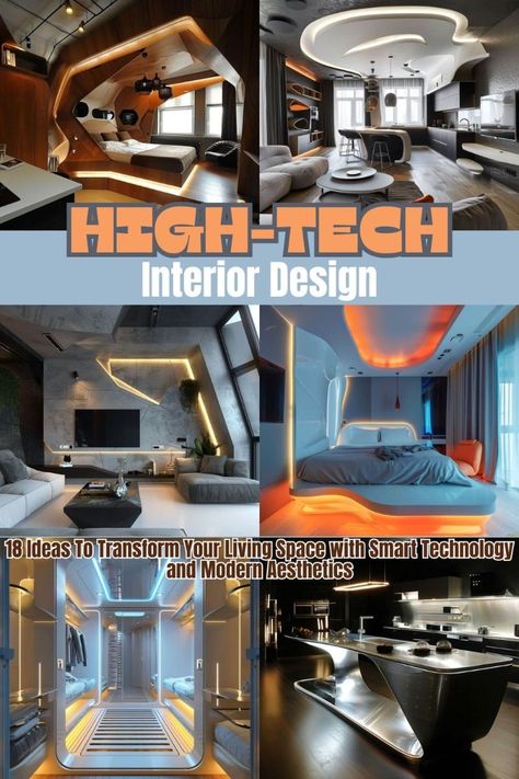 18 High-Tech Interior Design Ideas: Transform Your Living Space with Smart Technology High Tech Interior Design, Smart Furniture Technology, Modern Futuristic Interior, Hampton Living Room Ideas, Automated Blinds, High Tech Interior, High Tech Design, Futuristic Home, Coastal Modern