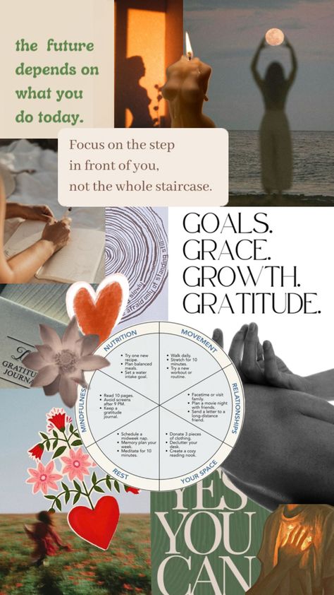 Yoga Collage Art, Yoga Collage, Workout Collage, Plan Movie, Goals 2025, Relationship Journal, Self Affirmations, Notion Ideas, Gratitude Board