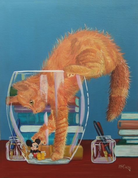 Michael McEvoy Painting Bookshelf, Painted Bookshelves, Bookshelf Art, Art Pinterest, Beautiful Portraits, Cat Art Illustration, Illustration Quotes, Saatchi Online, Cat Artwork