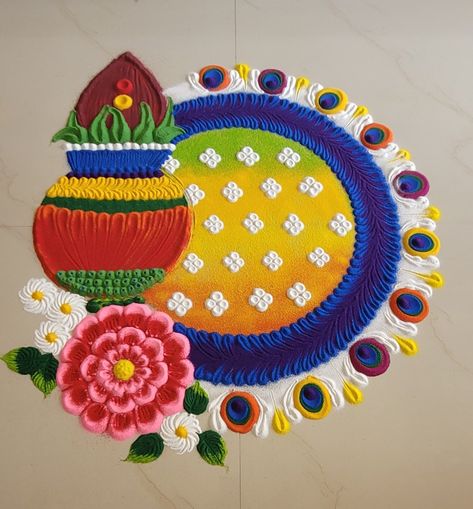 Rangoli For Choti Diwali, Labh Pacham Rangoli, Labh Pancham Rangoli, Lakshmi Pujan Rangoli, Rangoli Craft, Ready Rangoli, Subh Labh, Ganesha Rangoli, Pongal Rangoli