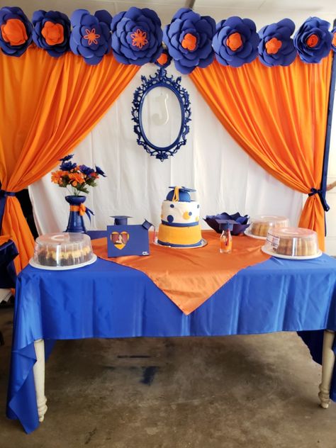 Auburn Party Decorations, Graduation Party Ideas Blue And Orange, Shsu Graduation Party, Blue And Orange Graduation Party Ideas, Uf Graduation Party Ideas, Utsa Graduation Party Ideas, Auburn Graduation Party Ideas, Blue And White Graduation Party Ideas, Cheerleading Party Decorations