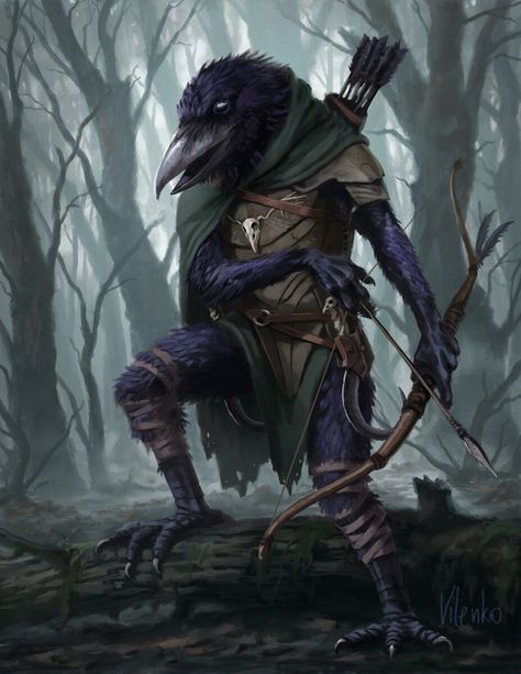 ArtStation - Kenku Ranger, Vilenko Vujicevic Kenku Ranger, Dnd Races, Fantasy Races, Dungeons And Dragons Characters, Dnd Art, Dungeons And Dragons Homebrew, Fantasy Warrior, Arte Fantasy, Fantasy Rpg