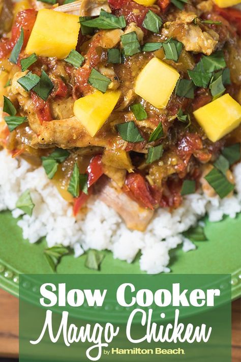 Indian Mango Chicken, Curry Slow Cooker, Mango Chicken Recipes, Slow Cooker Curry Recipes, Mango Chicken Curry, Chicken Slow Cooker, Crockpot Chicken Thighs, Indian Mango, Recipe Slow Cooker