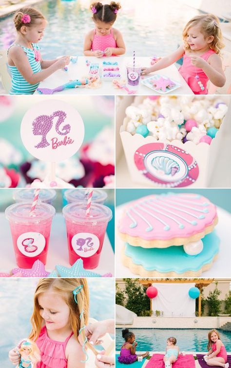 Barbie Sandwich, Princess Pool Party, Barbie Pool, Barbie Bday, Barbie Pool Party, Pearl Princess, Barbie Mermaid, Barbie Theme Party, Mermaid Barbie