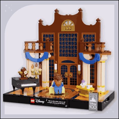 Lego Beauty And The Beast, Disney Lego Ideas, Beauty And The Beast Ballroom, Disney Lego Sets, Lego Display Ideas, Mrs Potts And Chip, Easy Lego Creations, Lego Village, Disney Lego