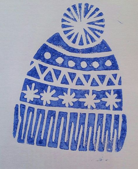 Linocut Prints Christmas, Lino Cut Christmas Cards, Linocut Christmas Cards Ideas, Winter Linocut, Christmas Linocuts, Christmas Lino Print Ideas, Lino Christmas, Christmas Linocut, Linocut Christmas