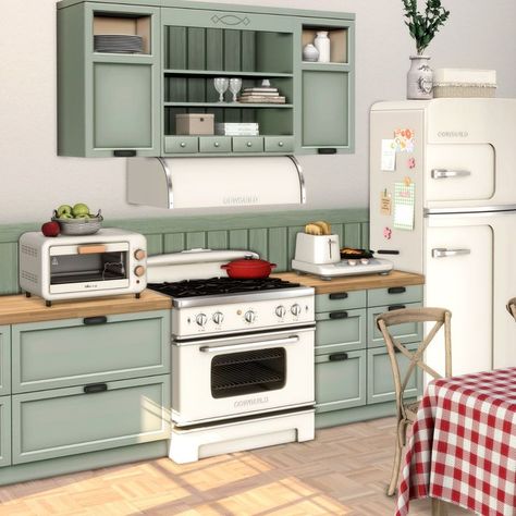 Kitchen Inspo Sims 4, Sims Retro Cc, Sims 4 Cc Kitchen Appliances Maxis Match, Sims 3 Kitchen Cc, Sims 4 Kitchen Stove, Sims 4 Coffee Maker, Cc Sims 4 Furniture Kitchen, Sims 4 Retro Kitchen Cc, Ts4 Fridge Cc