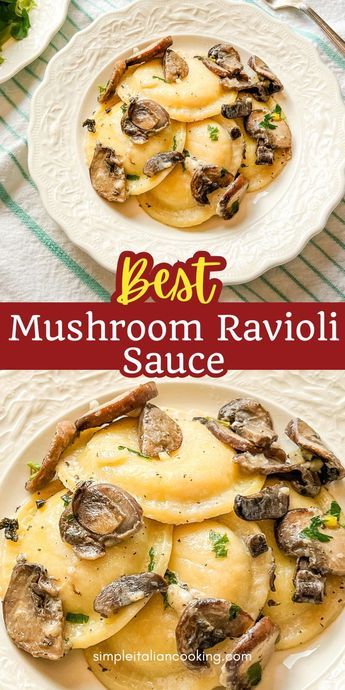 Sauteed Ravioli Recipe, Easy Ravioli Sauce, Mushroom Ravioli Sauce, Frozen Ravioli Recipes, Easy Ravioli, Ravioli Recipes, Ravioli Sauce, Italian Recipes Appetizers, Dessert Pasta