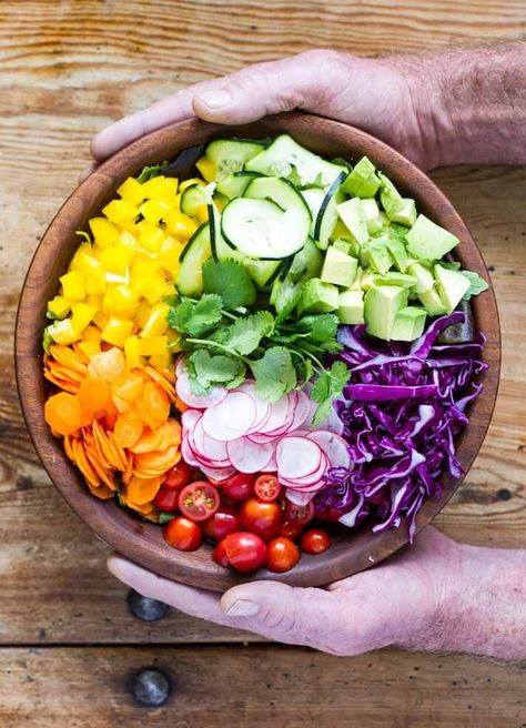 Rainbow Diet, Crunch Salad, Orange Vinaigrette, Rainbow Salad, More Veggies, Orange Salad, Lemon Vinaigrette, Rainbow Food, Homemade Salad Dressing