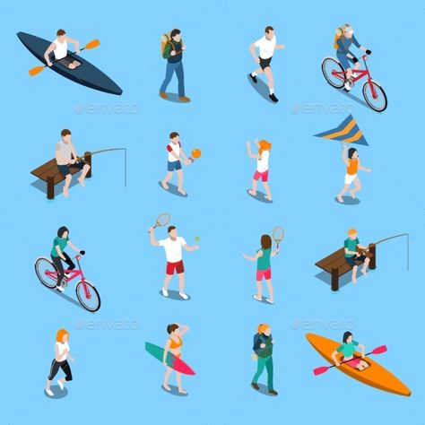 Summer Outdoor Activity People Icon Set Gym Illustration, Healthy Illustration, Illustration Person, Extreme Fitness, Render People, Bike Illustration, Bike Poster, Human Figure Drawing, Fitness Fun