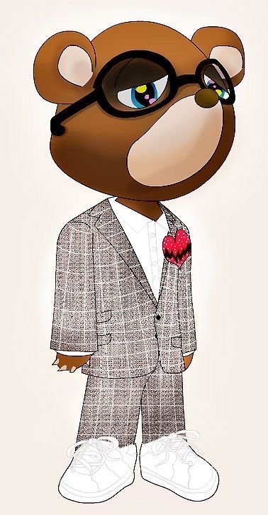 Kenya West, Kanye West Bear, Banknotes Design, Heart Break, Hip Hop Art, Black Cartoon, Heart And Soul, Cartoon Character Design, Hard Working