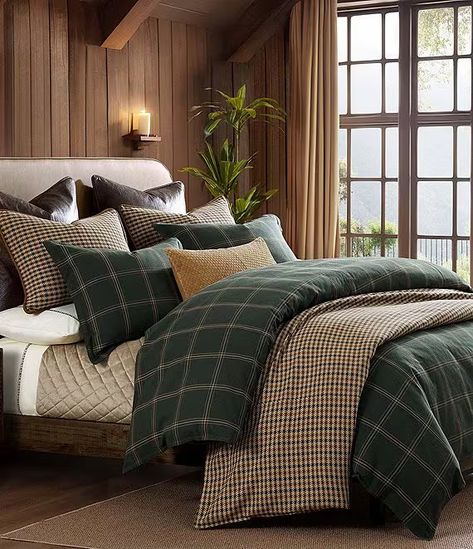 HiEnd Accents Windowpane Plaid Comforter Mini Set | Dillard's Cabin Bedding, Lodge Aesthetic, Rustic Bedding Sets, Plaid Comforter, Cabin Rustic, Plaid Bedding, Western Bedding, Cotton Comforter Set, Super King Duvet Covers