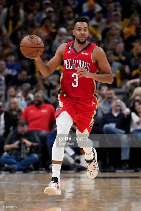 CJ McCollum of the New Orleans Pelicans dribbles the ball in the... News Photo - Getty Images Cj Mccollum Pelicans, Cj Mccollum, Indiana Pacers, New Orleans Pelicans, In The News, Indianapolis Indiana, National Basketball Association, Nba Basketball, New Orleans