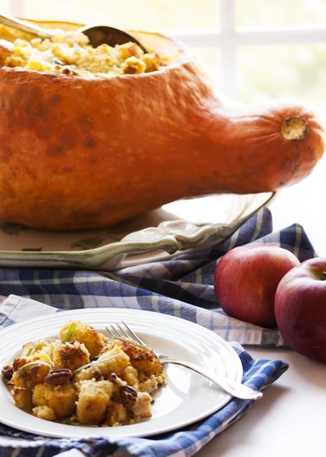 How Do I Cook This? Hubbard Squash with Cornbread Stuffing - Just a Little Bit of Bacon Hubbard Squash Recipes How To Cook, Hubbard Squash Recipes, Squash Garden, Blue Hubbard Squash, Hubbard Squash, Delicious Cornbread, With Cornbread, Meat Meals, Cornbread Stuffing