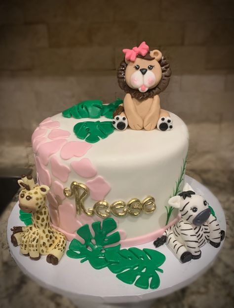 Wild And Onederful Birthday Cake, Safari Baby Shower Cake Girl, Wild One Cake Girl, Wild One Smash Cake Girl, Wild One Birthday Cake For Girl, Jungle Birthday Cakes, Safari Baby Shower Cake, Zoo Cake, 11 Birthday