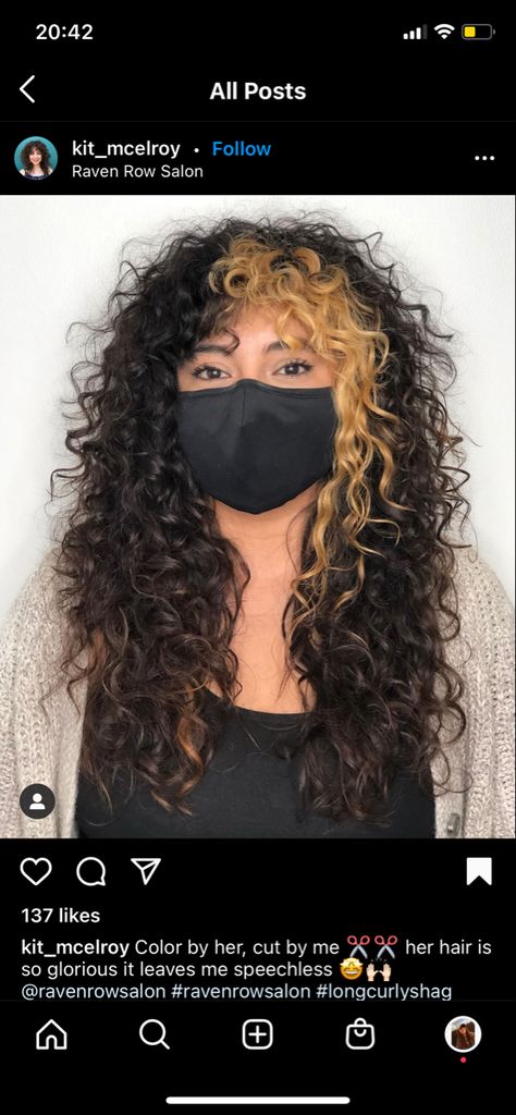 Wolfcut On Long Curly Hair, Shaggy Curly Hair Long Bangs, Curly Haircut With Layers And Curtain Bangs, Curly Egirl Hair, Blond And Brown Curly Hair, Curly Hair Shag Haircut Long, Shaggy Long Hair Choppy Layers Curly Hair, Curly Hairstyles Round Face Plus Size, Naturally Curly Shag Haircut Long