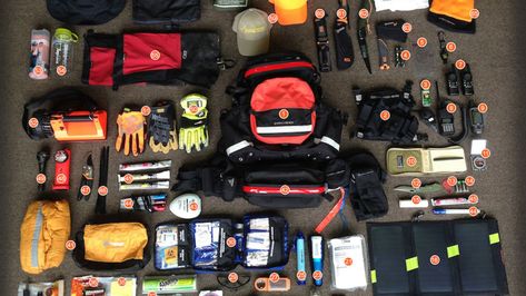 Working for search and rescue is no easy task, and when your job is to go out and save people, you need the right gear not just for yourself, but also other people. Reader Zany Z’s shares his pack. Ems Gear, Bear Grylls Survival, Tactical Pen, Bug Out Bag, Search And Rescue, First Aid Kit, Survival Kit, Emergency Preparedness, Survival Gear