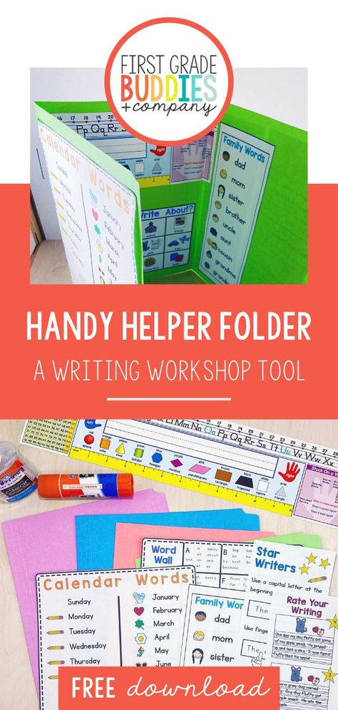 The Handy Helper Folder is a very useful tool in our classrooms for independent work times. It's one of our most favorite classroom tools! We're sharing with you how we make our folders and the pages we like to glue on our folders. Check it out! Writers Workshop Folders, Privacy Folders, Work Folders, Primary Writing, Writing Folders, 2nd Grade Writing, Clever Classroom, Writing Offices, First Grade Writing