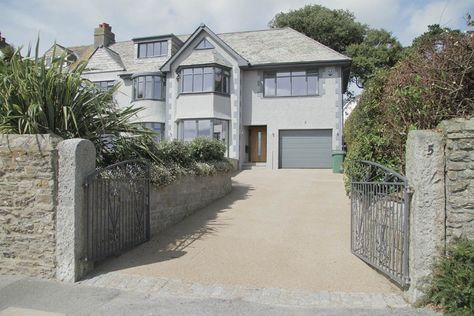 oltco resin bound gravel driveway in a seaside home in Cornwall Gravel Driveways, Resin Bound Driveways, Resin Flooring, Resin Driveway, Seaside Home, Gravel Driveway, Garden Floor, Exterior Renovation, New Roads