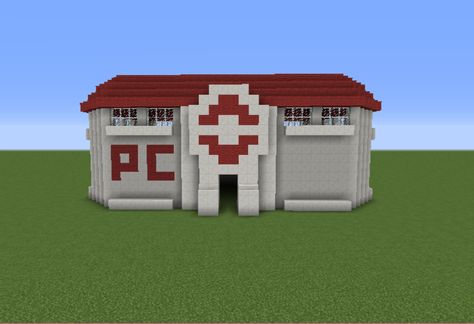 Pokemon Center, Minecraft Blueprints, Minecraft Buildings, Minecraft Designs, Minecraft Houses, Cute Pokemon, Chevrolet Logo, Number One, Minecraft