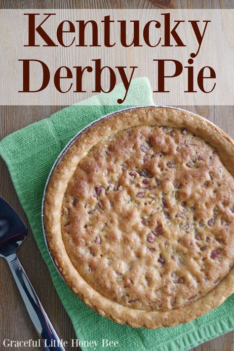 You've GOT to try this DELICIOUS Chocolate Pecan Kentucky Derby Pie from gracefullittlehoneybee.com Derby Pie Recipe Easy, Kentucky Derby Pie Recipe, Derby Pie Recipe, Pie Recipe Easy, Kentucky Derby Pie, Derby Pie, Chocolate Chip Pecan Cookies, Best Pie, Favorite Pie