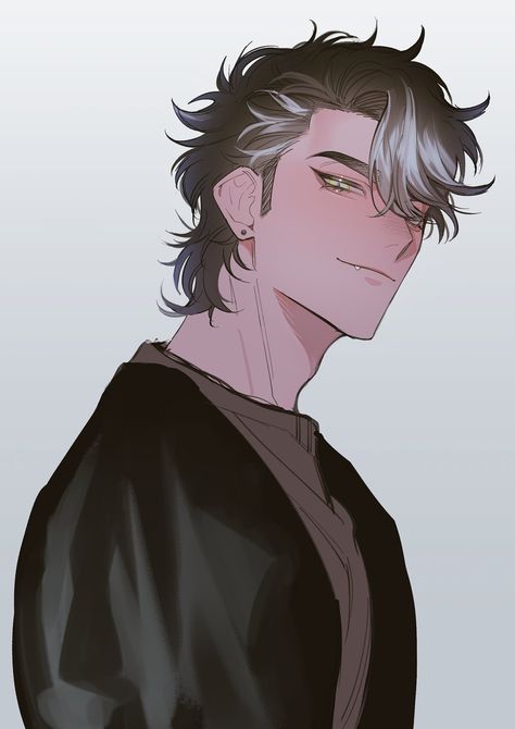 Black And White Haired Anime Guy, Black And White Hair Oc Male, Male Oc Green Hair, Male Character Black Hair, Male Oc Black Hair, Male Character Design White Hair, Jock Oc Male, Black Hair Oc Male, Black And White Hair Anime