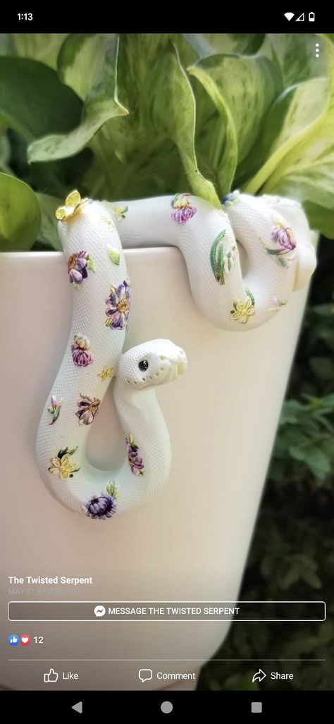 Snake Out Of Clay, Snake Air Dry Clay, Snake Decorations Diy, Diy Snake Decor, Air Dry Clay Snake, Clay Snake Sculpture, Polymer Clay Plant Pot, Cool Clay Sculptures, Snake Pottery