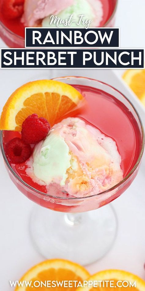 Punch With Sherbert Ice Cream, Rainbow Sherbert Punch, Rainbow Sherbet Punch, Ice Cream Punch, Sherbet Punch Recipes, Fruit Punch Recipe, Holiday Punch Recipe, Sherbet Ice Cream, Sherbet Recipes