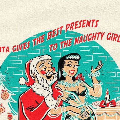 50s Vintage Dame on Instagram: "Day 11 of Christmas pinups 🎁 Santa has family caught on about those naughty girls!! 😉 🎁 . . . . . #naughtychristmas #santa #retrochristmas #naughtyornice #retrochristmas #saucysantana #gifts" Christmas Pinup Art, Thanksgiving Pinup, Pin Up Girl Drawing, Christmas Pin Up Girl, Xmas Prints, Christmas Pinup, Winter Sketch, Winter Vibes, Christmas Pins