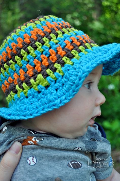 My Merry Messy Life: Free Crochet Pattern for a Sun Hat for Babies Free Crochet Chemo Hat Patterns, Children Hats, Bucket Hat Pattern, Crochet Summer Hats, Crochet Sun Hat, Crochet Kids, Crocheted Hats, Crochet Baby Boy, Baby Beanie Hats