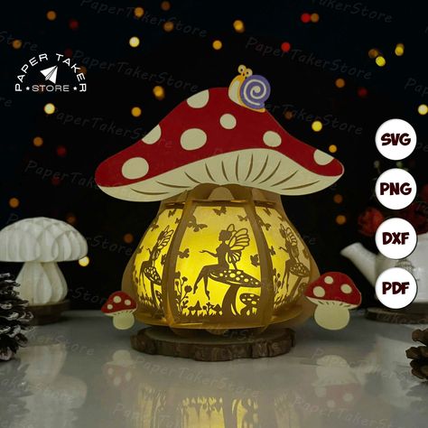 Cricut Fairy Projects, Fairy Svg, Fairy Night, Diy Lantern, Fairy Night Light, Projets Cricut, Mushroom Fairy, 3d Shadow Box, Diy Lanterns