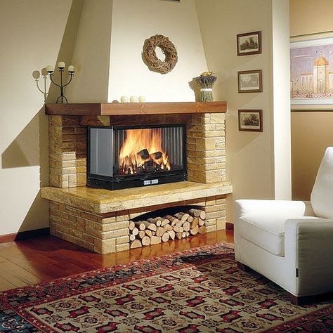 Corner Fireplace Living Room Ideas Rustic, Room Ideas Rustic, Fireplace Living Room Ideas, Corner Fireplace Living Room, Fireplace Redo, Fireplace Living Room, Wood Store, Bedroom Fireplace, Corner Fireplace