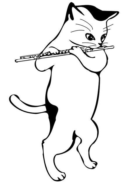 Funny Line Art, Flute Drawing, Drawing Funny, Playing Flute, Fathers Day Coloring Page, Spiderman Coloring, Coloring Page Free Printable, Abstract Coloring Pages, Cats Musical