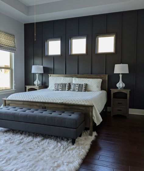 Board and Batten Primary Bedroom Design - Transitional - Bedroom - Austin - by Sarah Rice Design LLC | Houzz Board And Batten Wall Ideas, Batten Wall Ideas, Dining Room Teal, Floor Bedroom Ideas, Bedroom 2022, Beach Style Bedroom, Batten Wall, Board And Batten Wall, Transitional Bedroom