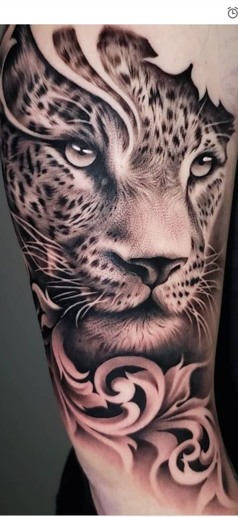 Tattoo Brazo Mujer, Tato Geisha, Snow Leopard Tattoo, Leopard Tattoo, Mum Tattoo, Big Cat Tattoo, Jaguar Tattoo, Animal Sleeve Tattoo, Leopard Tattoos