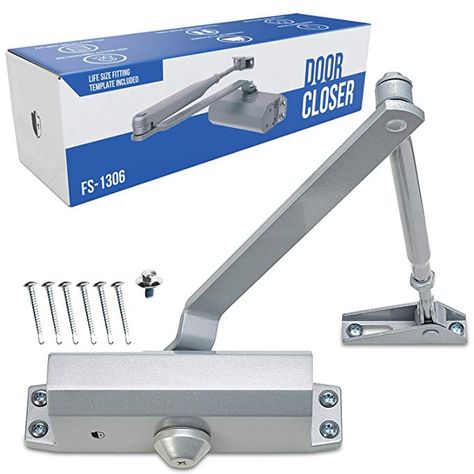 Door Closer FS-1306 Automatic Adjustable Closers Grade 3 Spring Hydraulic Auto Door-Closer with Easy Installation Life Size Fitting Template & Instructions Silver Aluminium - - Amazon.com Automatic Garage Door, Radiant Barrier, Door Closer, Door Closers, Door Upgrade, Best Commercials, Residential Doors, Automatic Door, Aluminium Windows