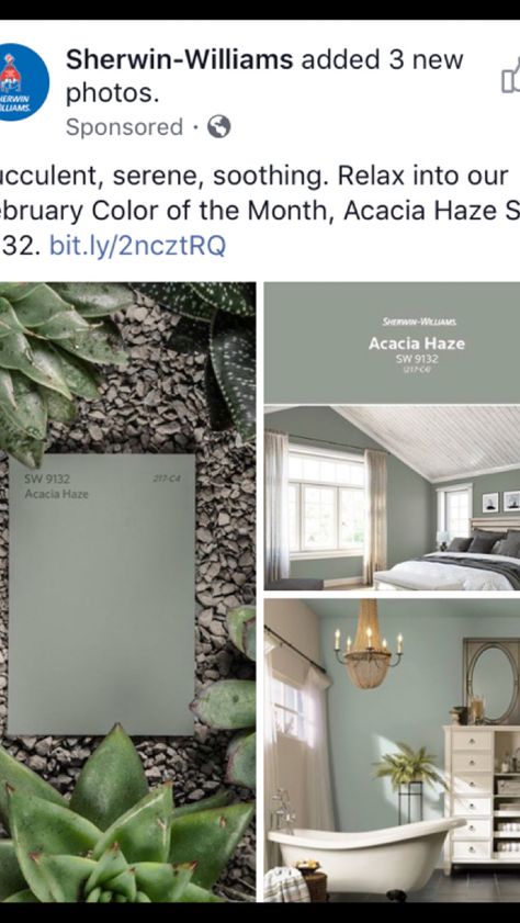 Acacia Haze Bathroom, Sw Acacia Haze, Acacia Haze, Farmhouse Goals, Paint Pallets, Bathroom Stuff, Farm Ideas, Green Bedroom, House Color